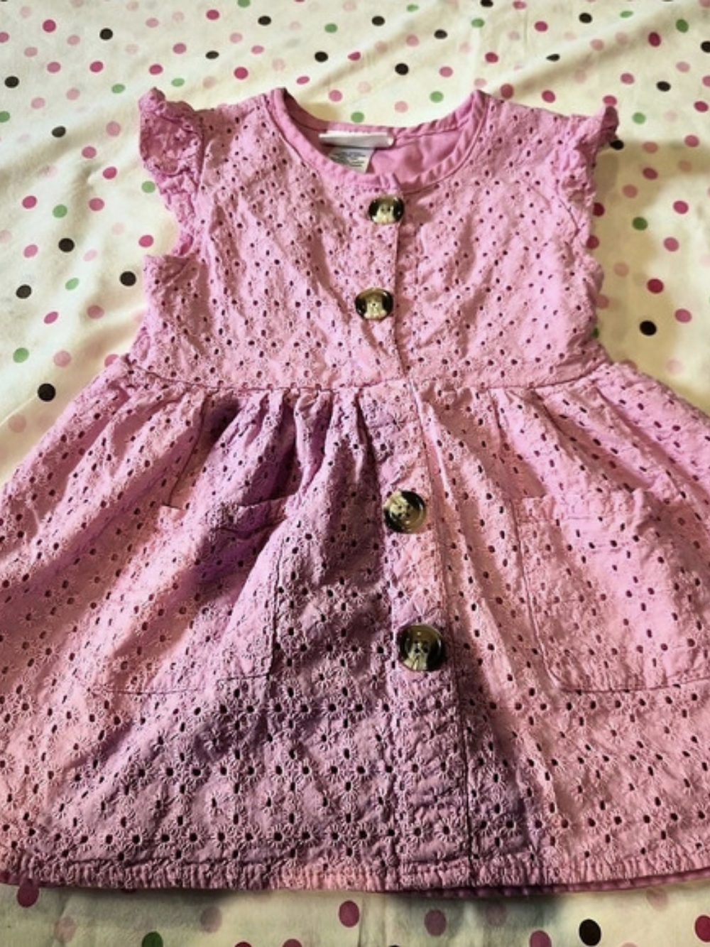 Little Lass Girls 2T Pink Floral Cotton Dress